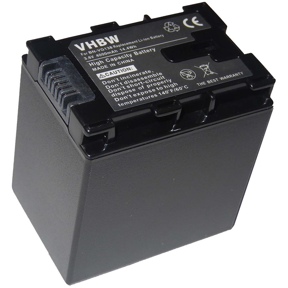 Batterie Remplacement 4000mAh Pour Caméscope JVC BN-VG138 - Li-ion 3,6V, Avec Puce D'information, Compatible BN-VG138SU/U/US