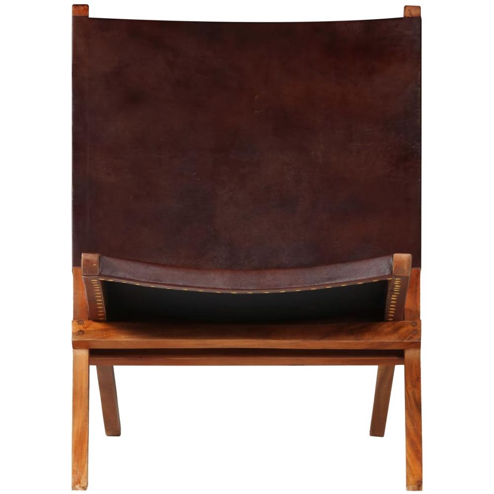 Sedia A Sdraio In Vera Pelle 59x72x79 Cm Marrone - Foto 2