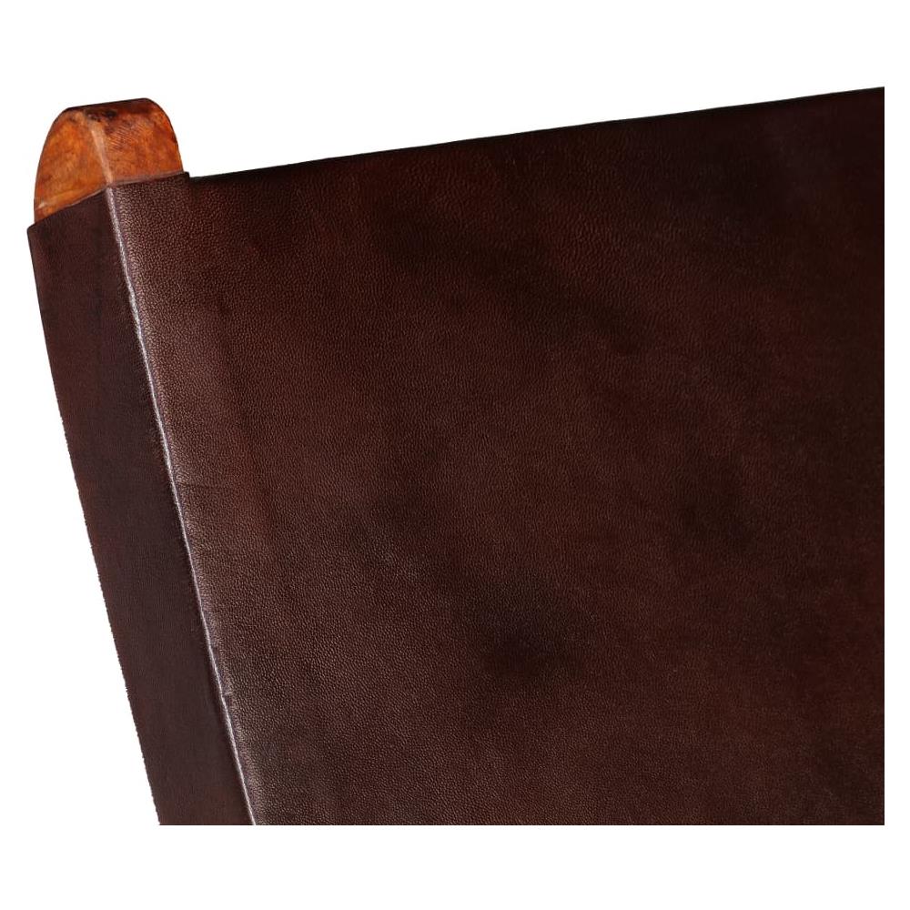 Sedia A Sdraio In Vera Pelle 59x72x79 Cm Marrone - Foto 7