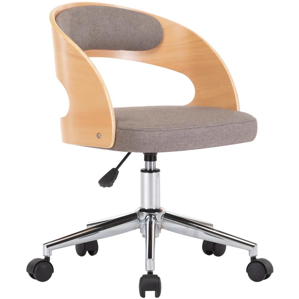 Sedia Da Pranzo Girevole Grigio Talpa Legno Ricurvo E Tessuto - Foto 2