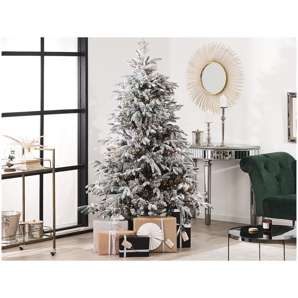Albero Di Natale Artificiale Ricoperto Di Neve 180 Cm Bianco Bassie - Foto 7