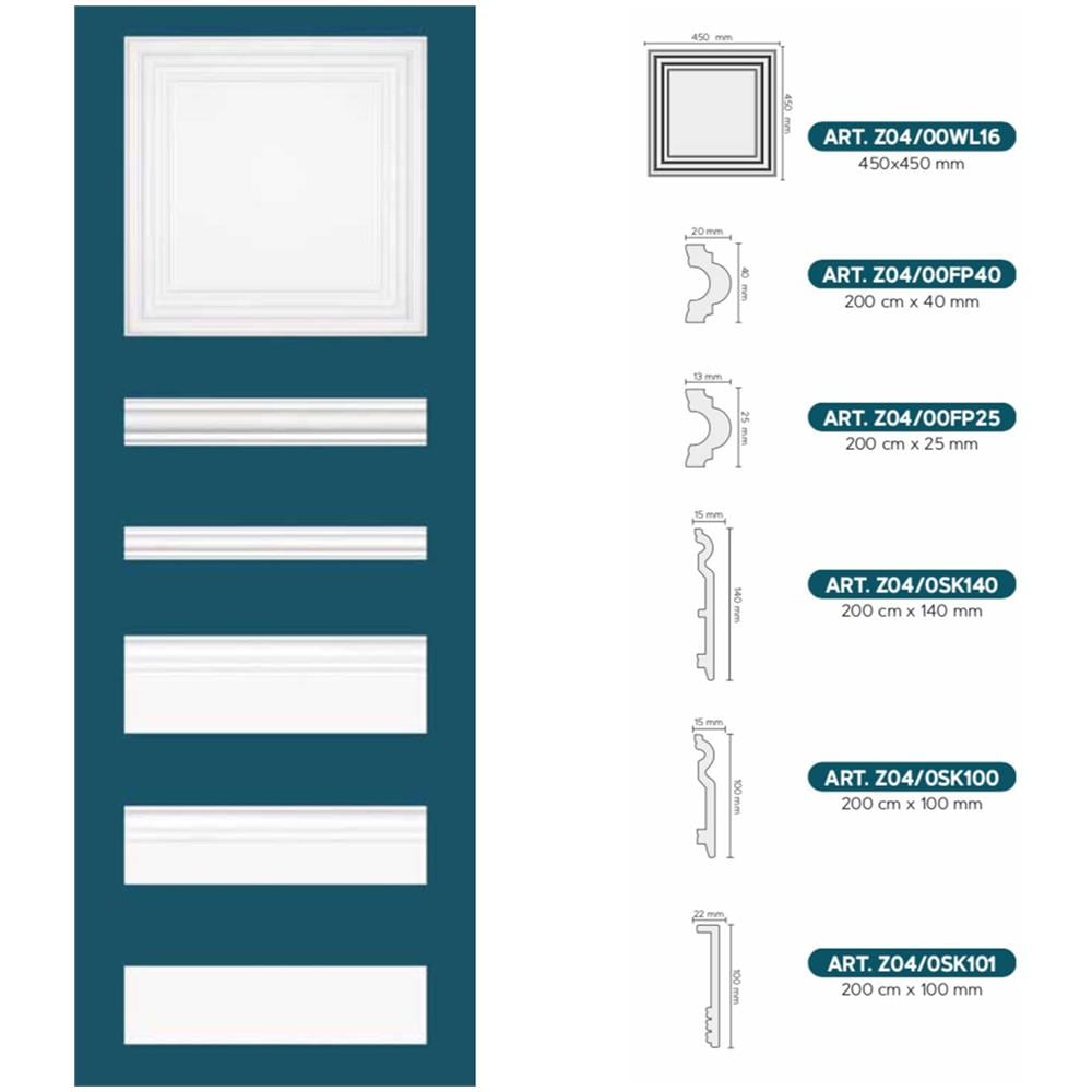 Pannello e accessori per Boiserie cassettoni in Polistrutturato - Duropolimero + soluzioni, idee e progetti. - Battiscopa ducale 100x15 (barra intera da 2ml)  - Foto 2