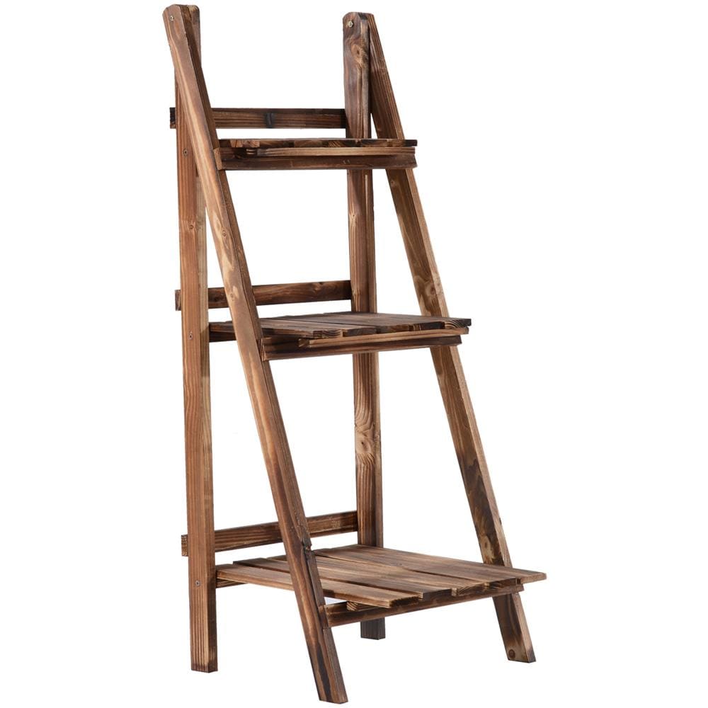 Scaffale Portapiante Pieghevole In Legno Di Abete Con 3 Livelli Da Esterno 40x37x93cm - Foto 1