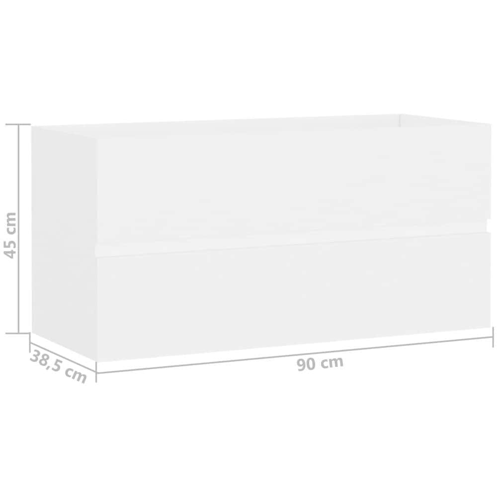 Mobile Lavabo Bianco 90x38,5x45 cm in Legno Multistrato - Foto 8