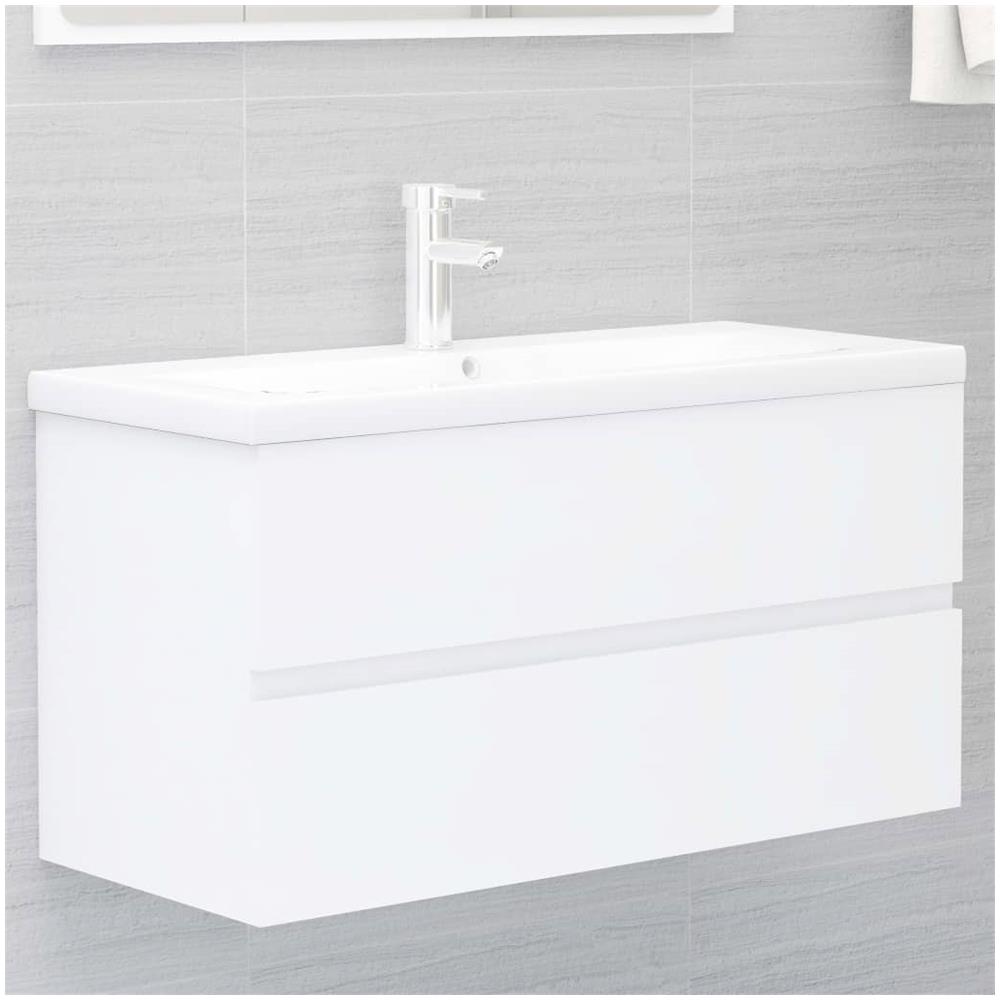 Mobile Lavabo Bianco 90x38,5x45 cm in Legno Multistrato - Foto 1