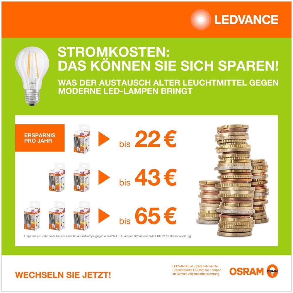 Lampada Led - E14 - Bianco Caldo - 2700 K - 4 W - Sostituisce Lampade Ad Incandescenza 40w - Chiara - Led Three Step Dim Classic B - Foto 4
