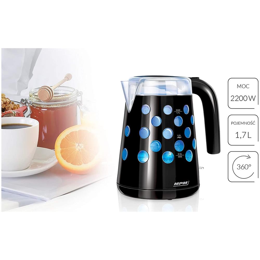 Bollitore Elettrico MCZ-86 Capacità 1.7 Litri Potenza 2200 W Colore Nero - Foto 2