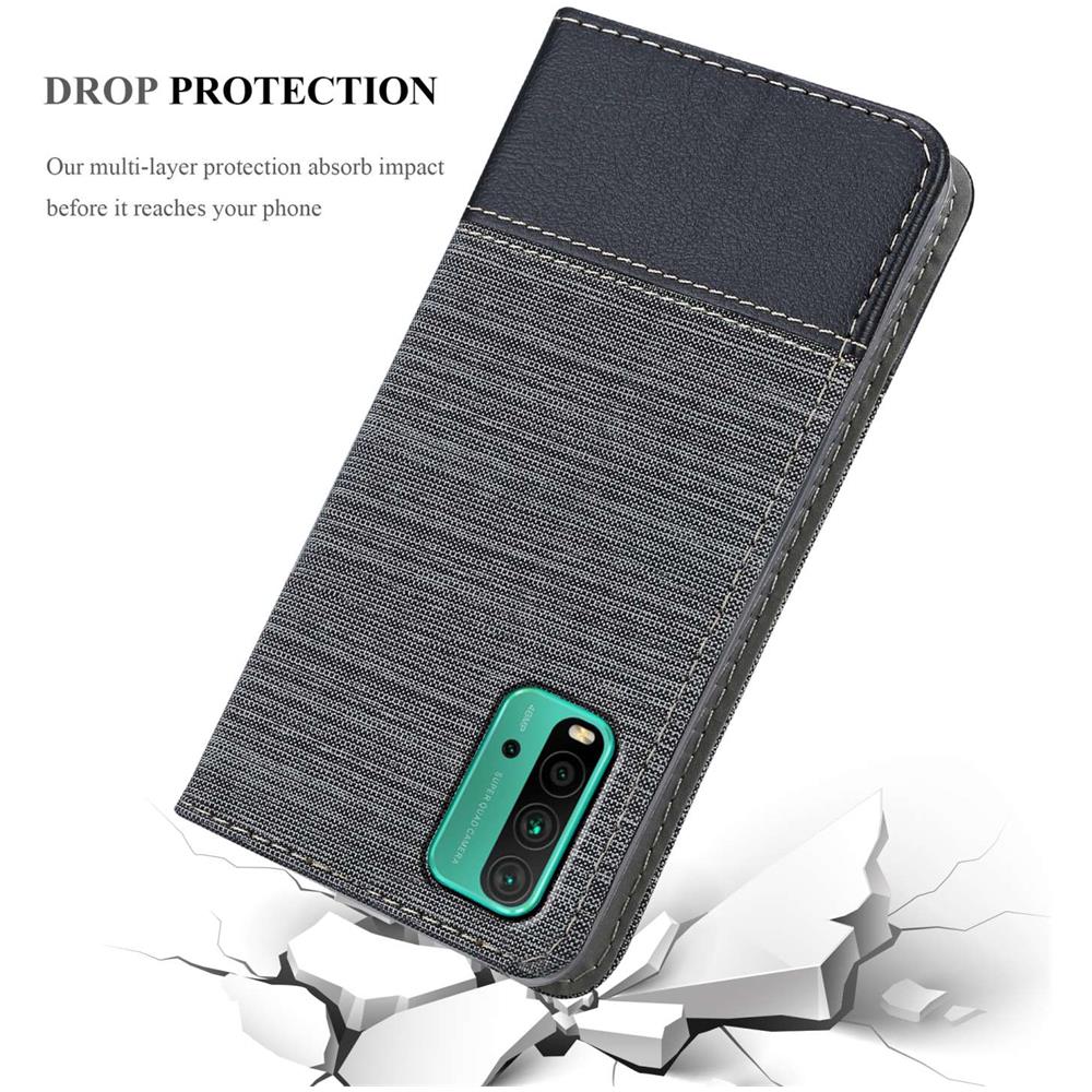 Custodia Compatibile Con Xiaomi Redmi 9t / Poco M3 In Grigio Nero - Coperchio Protettiva Con Chiusura Magnetica, Funzione Stand E Tasca Per Le Carte - Foto 8