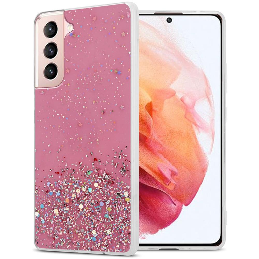 Custodia Compatibile Con Samsung Galaxy S21 5g In Rosa Con Glitter - Coperchio Protettivo In Silicone Tpu Flessibile Con Glitter Scintillanti - Foto 1