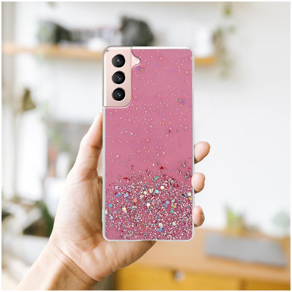 Custodia Compatibile Con Samsung Galaxy S21 5g In Rosa Con Glitter - Coperchio Protettivo In Silicone Tpu Flessibile Con Glitter Scintillanti - Foto 8