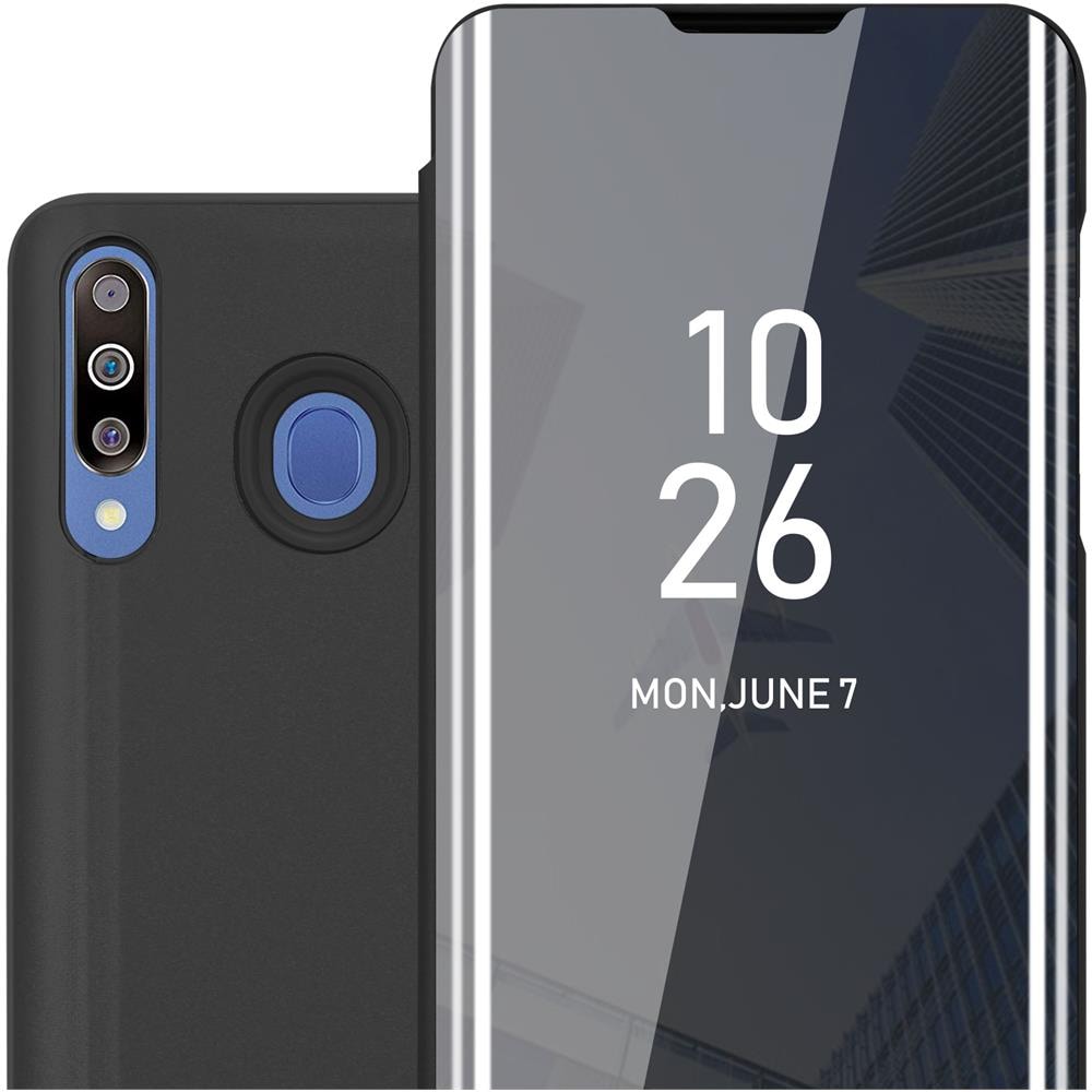Custodia Compatibile Con Samsung Galaxy M30 / A40s In Tormalina Nera - Clear View Specchio Coperchio Protettivo Con Funzione Di Supporto Protezione A 360 Gradi - Foto 1