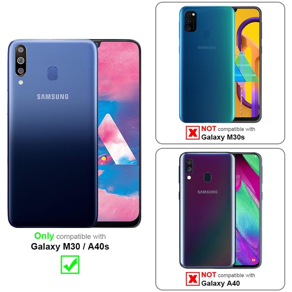 Custodia Compatibile Con Samsung Galaxy M30 / A40s In Tormalina Nera - Clear View Specchio Coperchio Protettivo Con Funzione Di Supporto Protezione A 360 Gradi - Foto 2