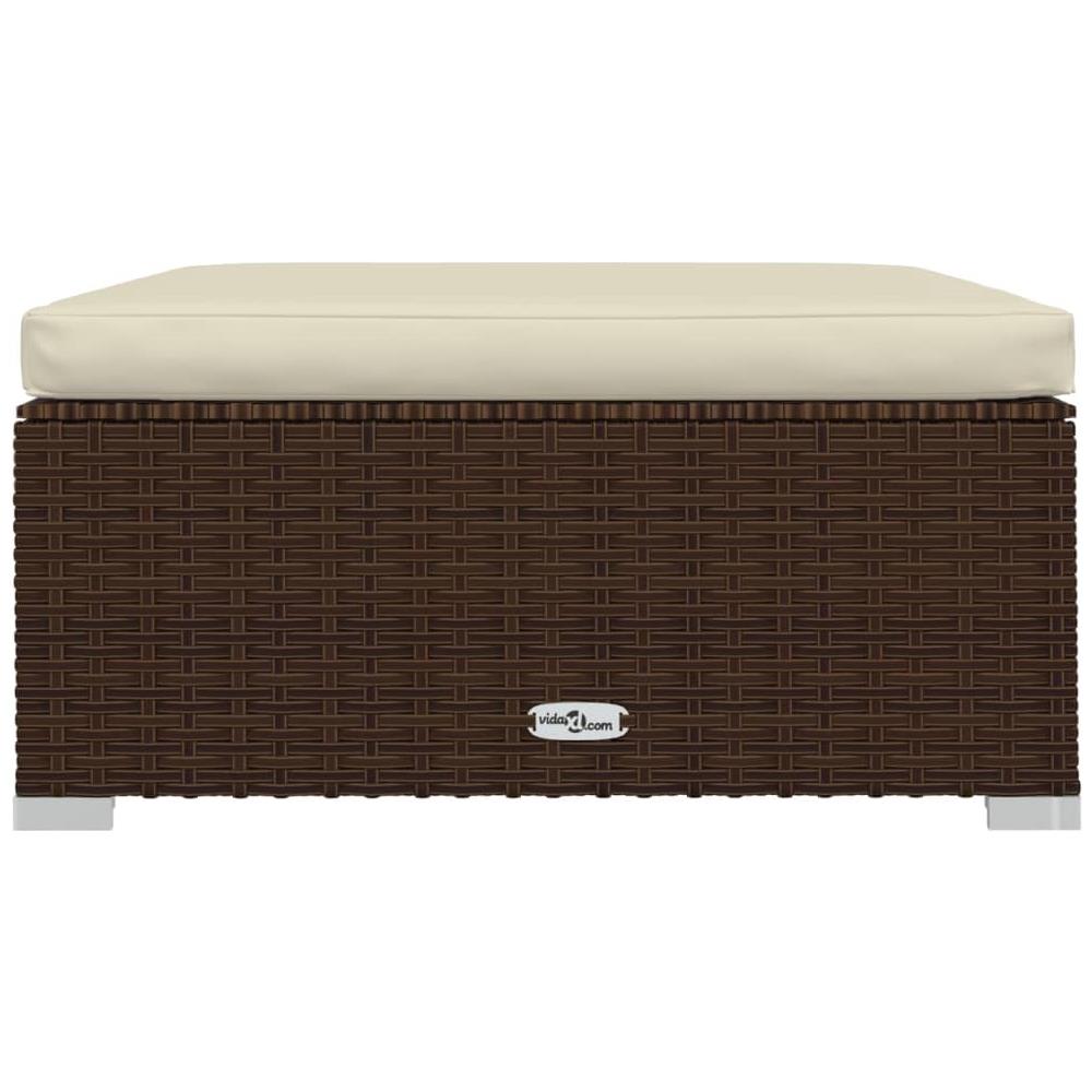 Poggiapiedi Da Giardino Cuscino Marrone 70x70x30 Cm Polyrattan - Foto 3