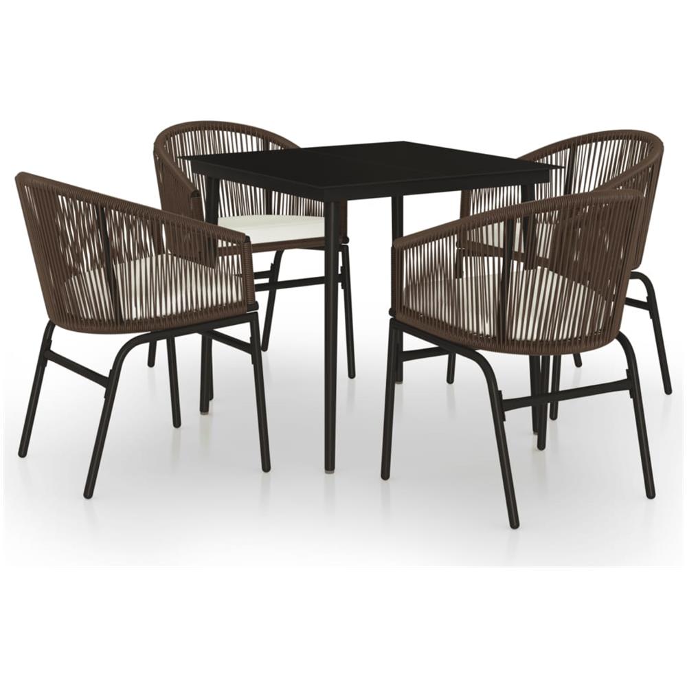 Set Mobili Da Pranzo Per Giardino 5 Pz Marrone - Foto 2