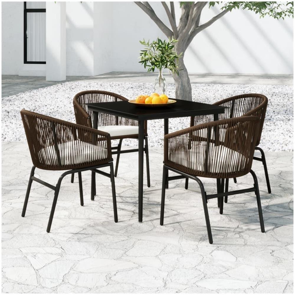 Set Mobili Da Pranzo Per Giardino 5 Pz Marrone - Foto 1