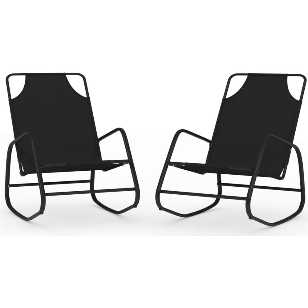 Lettini Prendisole A Dondolo 2 Pz In Acciaio E Textilene Nero - Foto 2