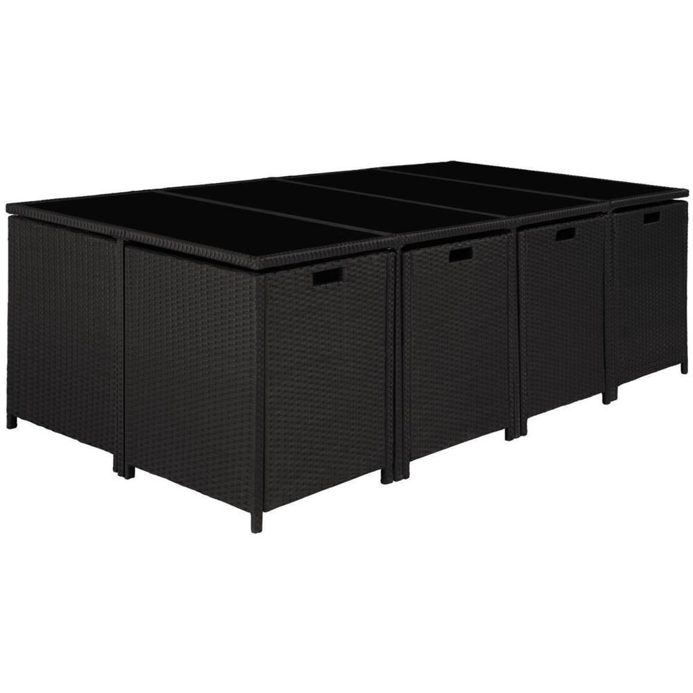 Salotto Da Giardino 12 Posti In Resina Intrecciata Nera E Bianca Florida - Foto 8