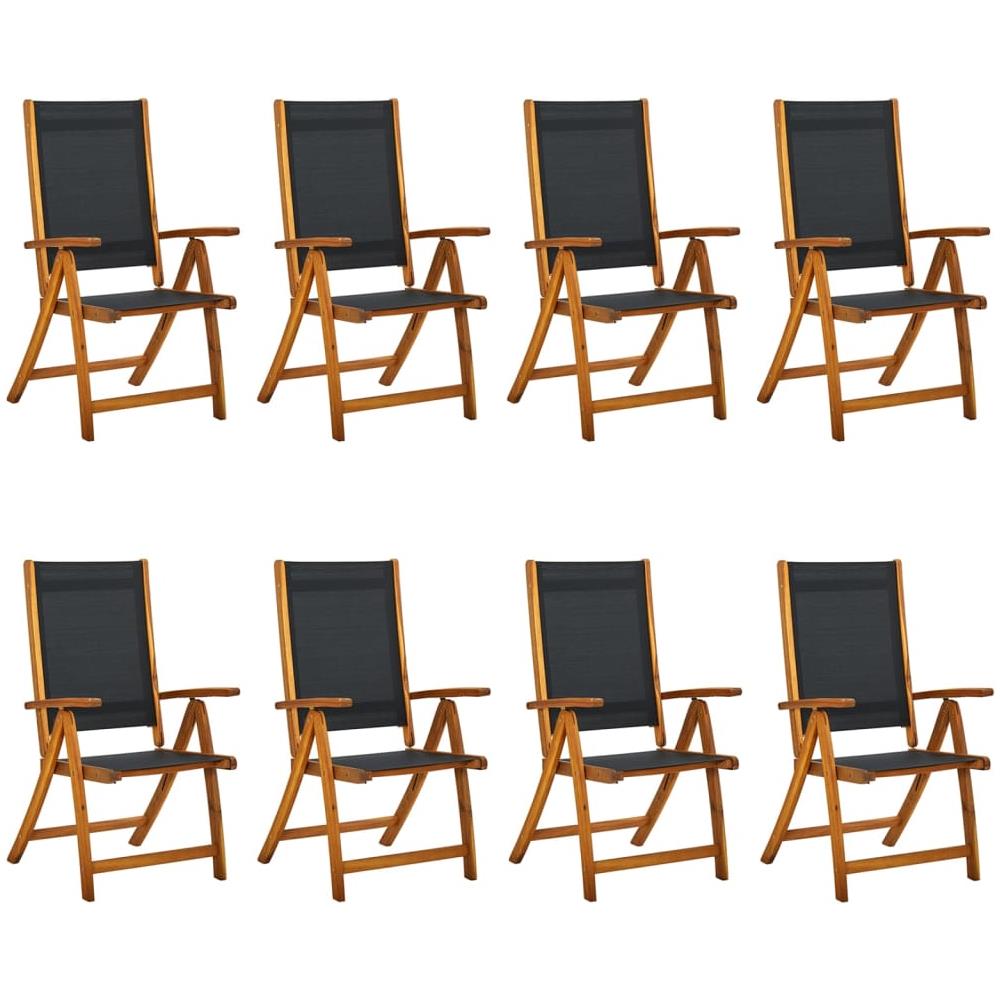Sedie Giardino Pieghevoli 8pz Legno Massello Acacia E Textilene - Foto 1
