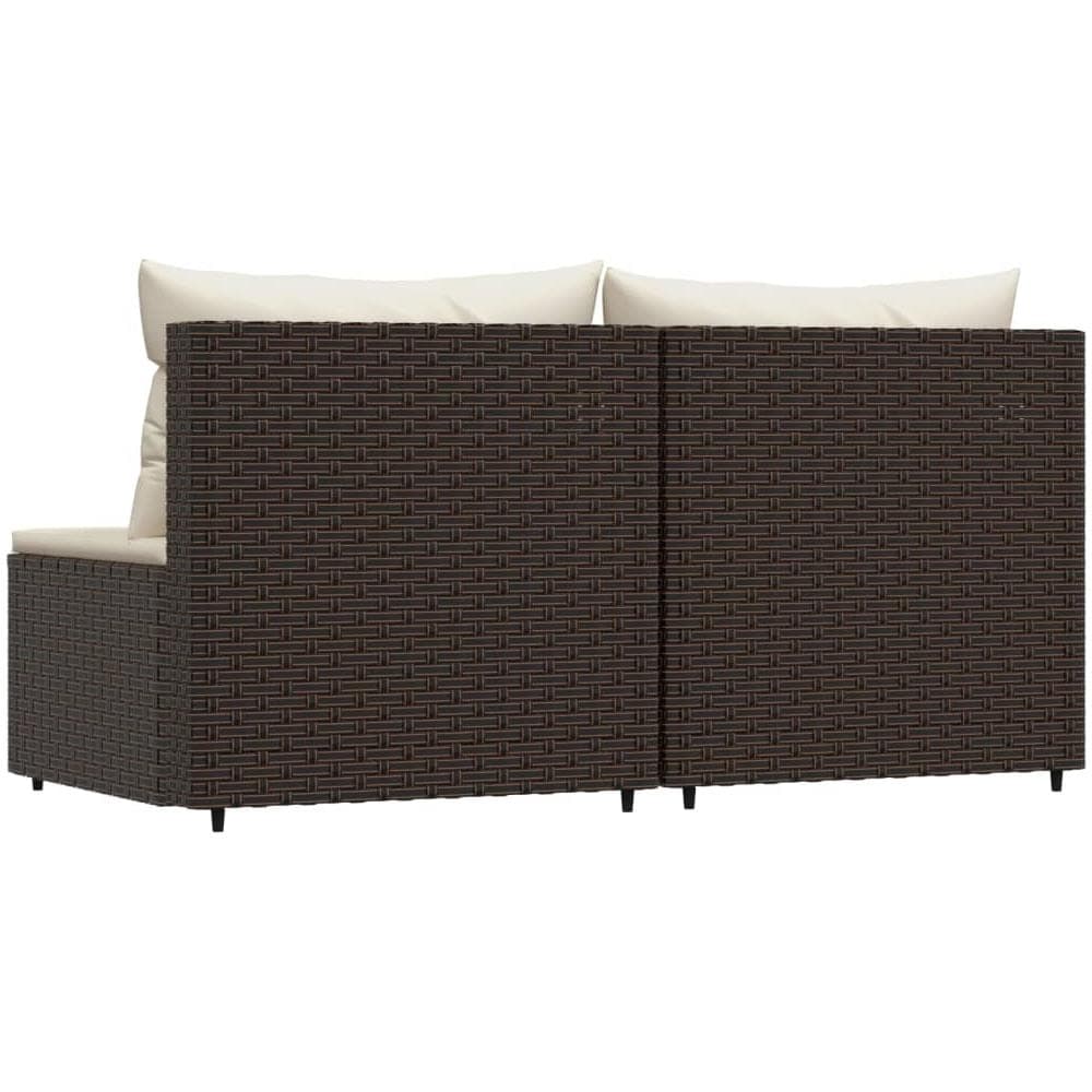 Divani Centrali Da Giardino Con Cuscini 2pz Polyrattan Marrone - Foto 3