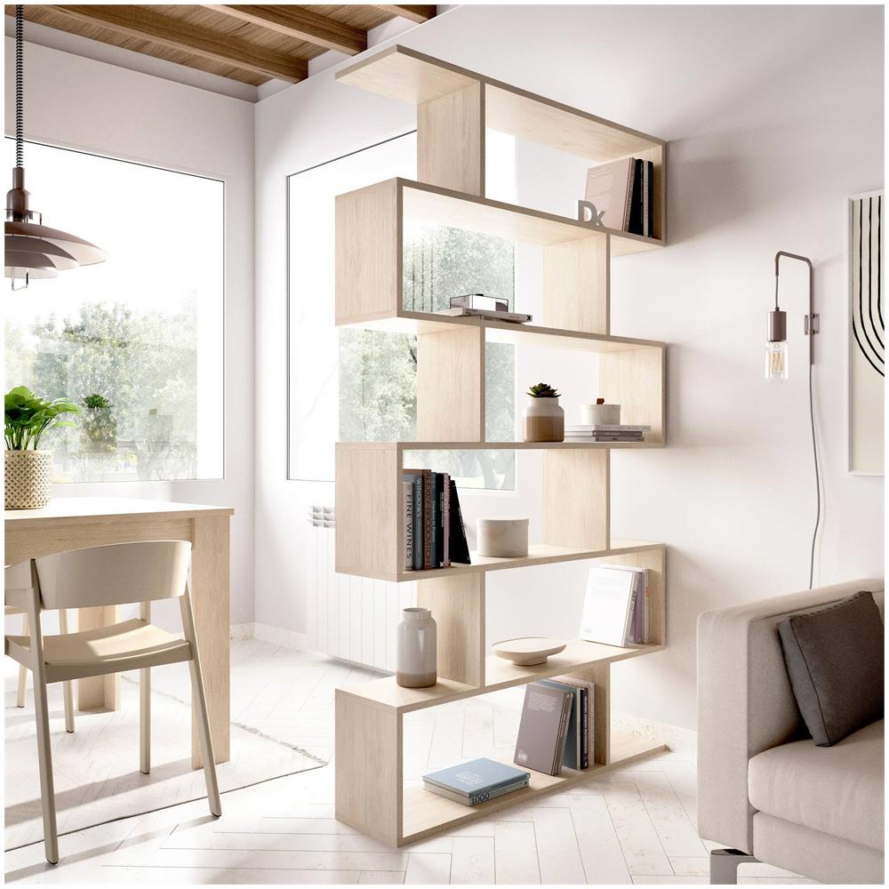 Libreria Misma, Scaffale Da Ufficio Multiuso, Mobile Biblioteca Portalibri A 6 Ripiani, 80x25h190 Cm, Rovere - Foto 1