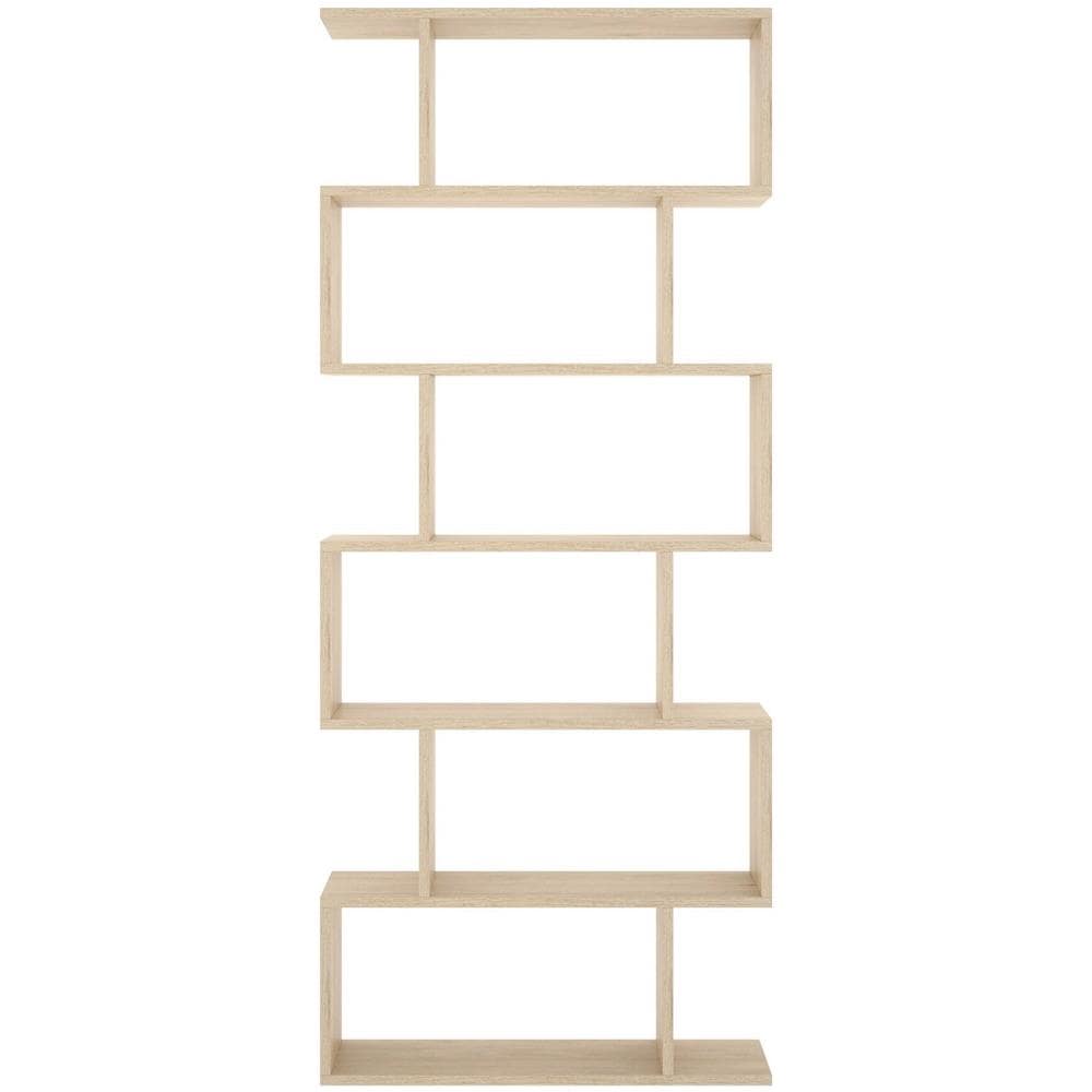 Libreria Misma, Scaffale Da Ufficio Multiuso, Mobile Biblioteca Portalibri A 6 Ripiani, 80x25h190 Cm, Rovere - Foto 4