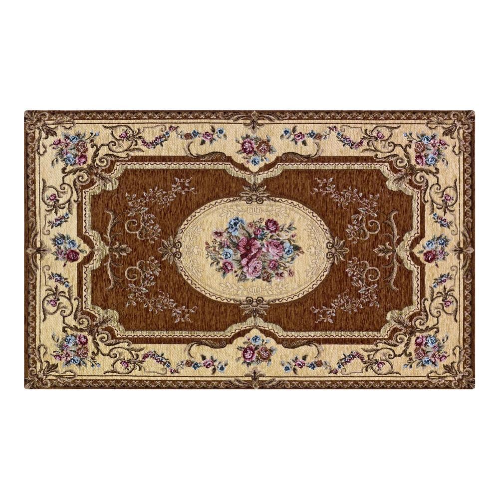 Tappeto Salotto Camera Velour Antiscivolo Mod. Abusson Suardi Vari Colori 65x110cm (set 2) Marrone - Foto 1