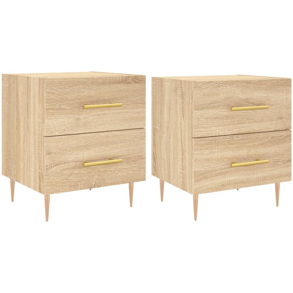 Comodini 2 Pz Rovere Sonoma 40x35x47,5 Cm In Legno Multistrato - Foto 2