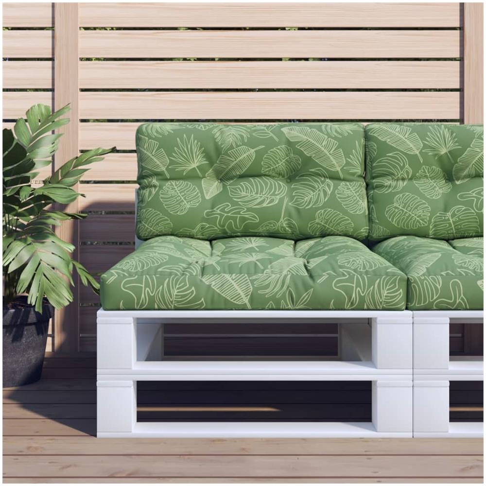 Cuscino Per Pallet Con Motivo A Foglie 70x40x12 Cm In Tessuto - Foto 1