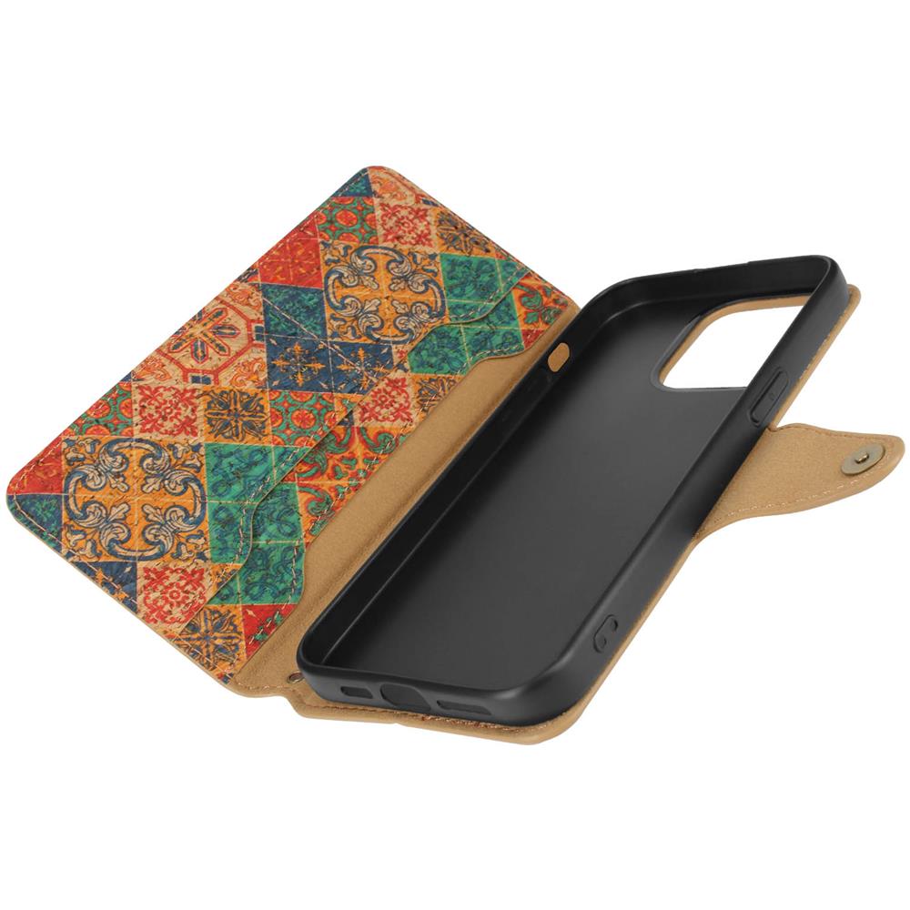 Custodia Effetto Sughero Per Iphone 14 Pro Portafoglio Supporto Vittoriano - Foto 5