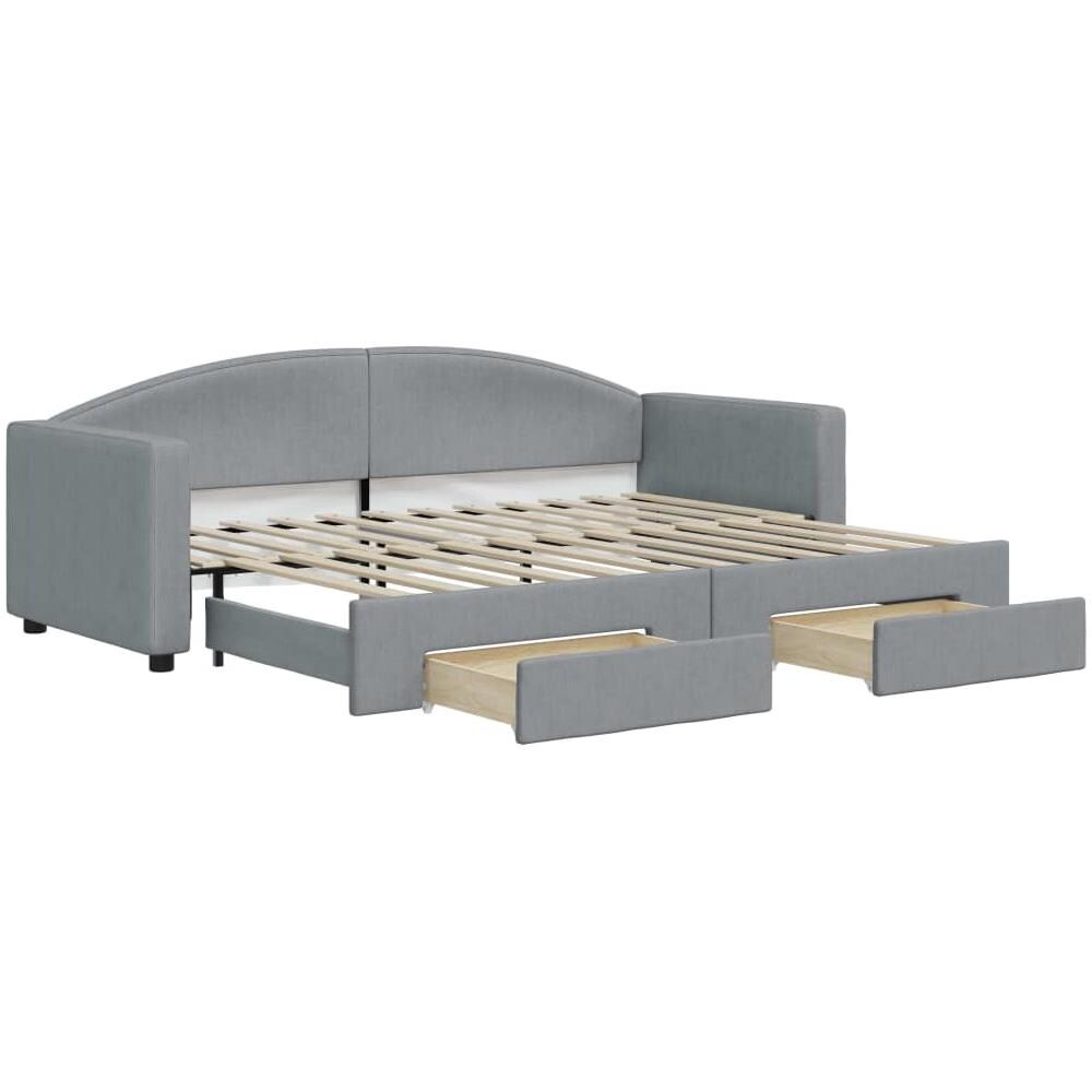 Divano Letto Estraibile Cassetti Grigio Chiaro 80x200cm Tessuto - Foto 1