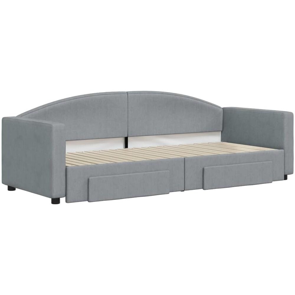 Divano Letto Estraibile Cassetti Grigio Chiaro 80x200cm Tessuto - Foto 2