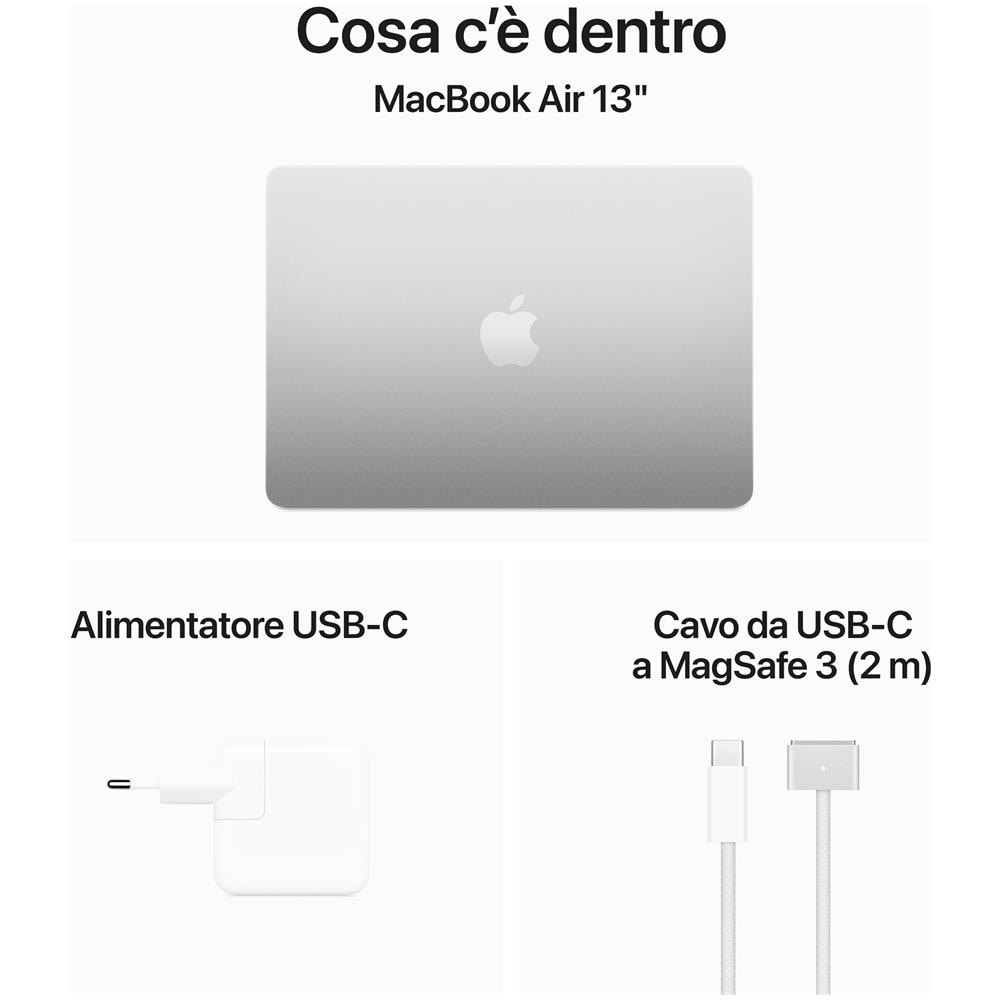 MacBook Air 13'' M3 Monitor 13,6" Apple M 3rd Gen Ram 16 GB SSD 512 GB Apple GPU macOS Sonoma Argento. - Foto 9