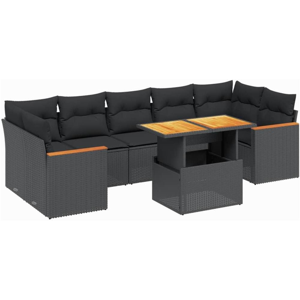 Set Divani da Giardino con Cuscini 8 pz Nero in Polyrattan - Foto 1