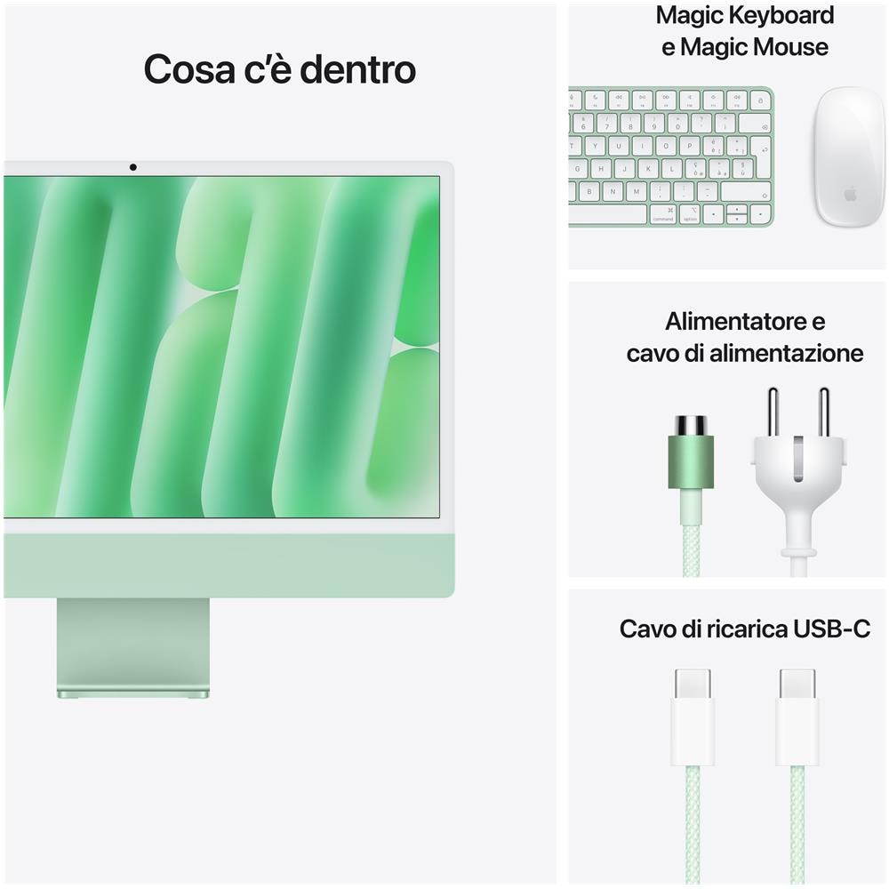 iMac 24" Retina Display 4,5K Chip M4 con CPU 8-core GPU 8-core 16GB 256GB SSD Verde - Foto 8