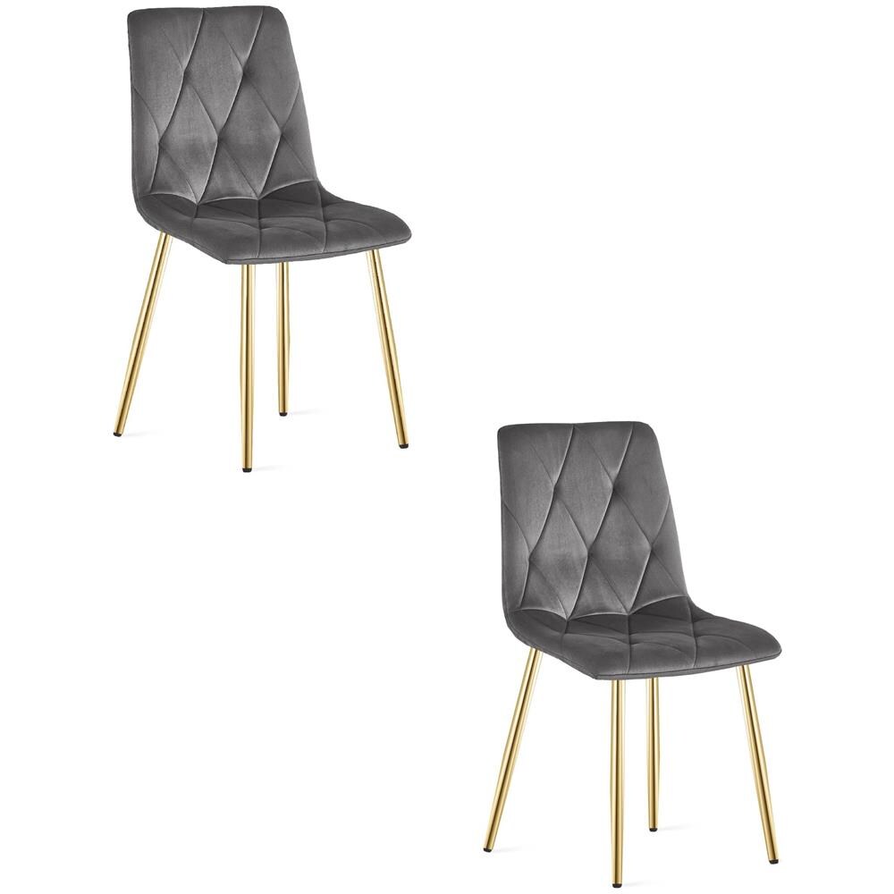 Sedia VALORA TYRA - Elegante velluto grigio scuro per soggiorno x2 - Foto 1