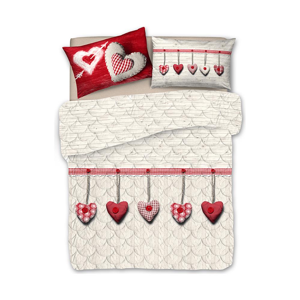 Trapuntino Estivo 100gr mq Disegno Cuore Appeso 1 Piazza Singolo Rosso - Foto 1