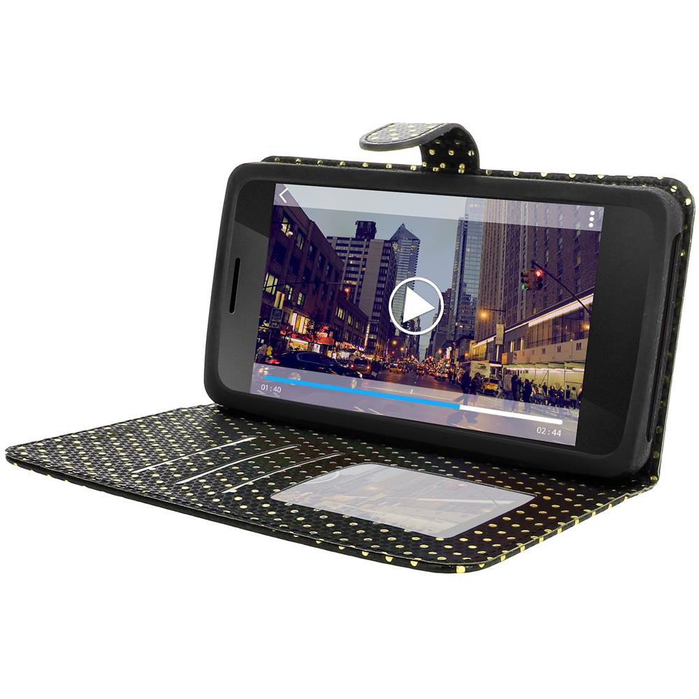 Custodia Smartphone Universale Portafoglio Nera S Supporto + Specchio - Foto 2