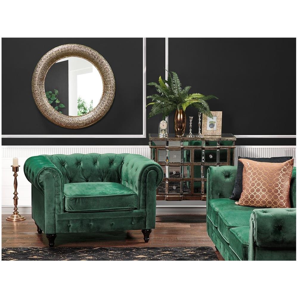Poltrona Vintage In Tessuto Verde Chesterfield - Foto 2