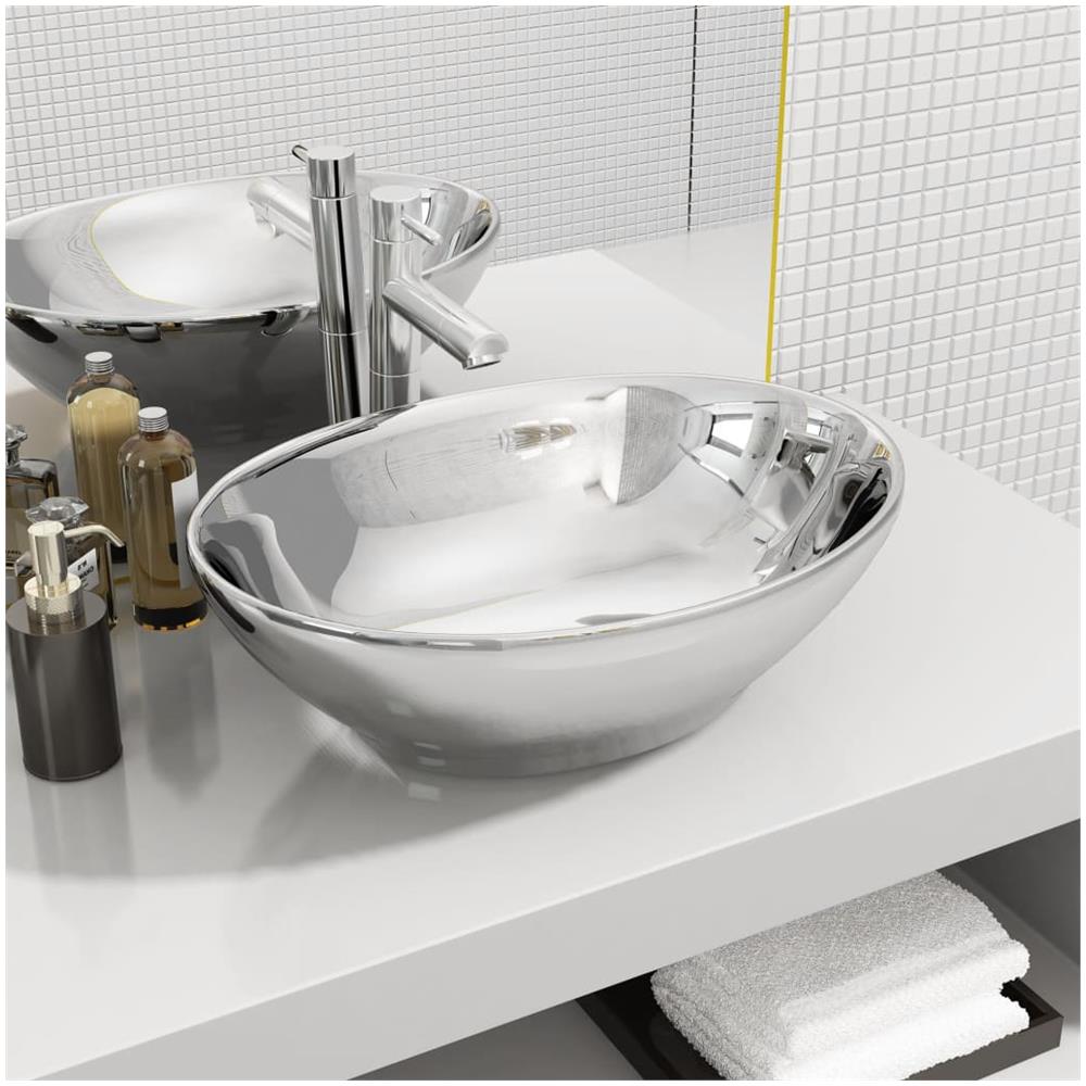 Lavandino 40x33x13,5 Cm In Ceramica Argento - Foto 1
