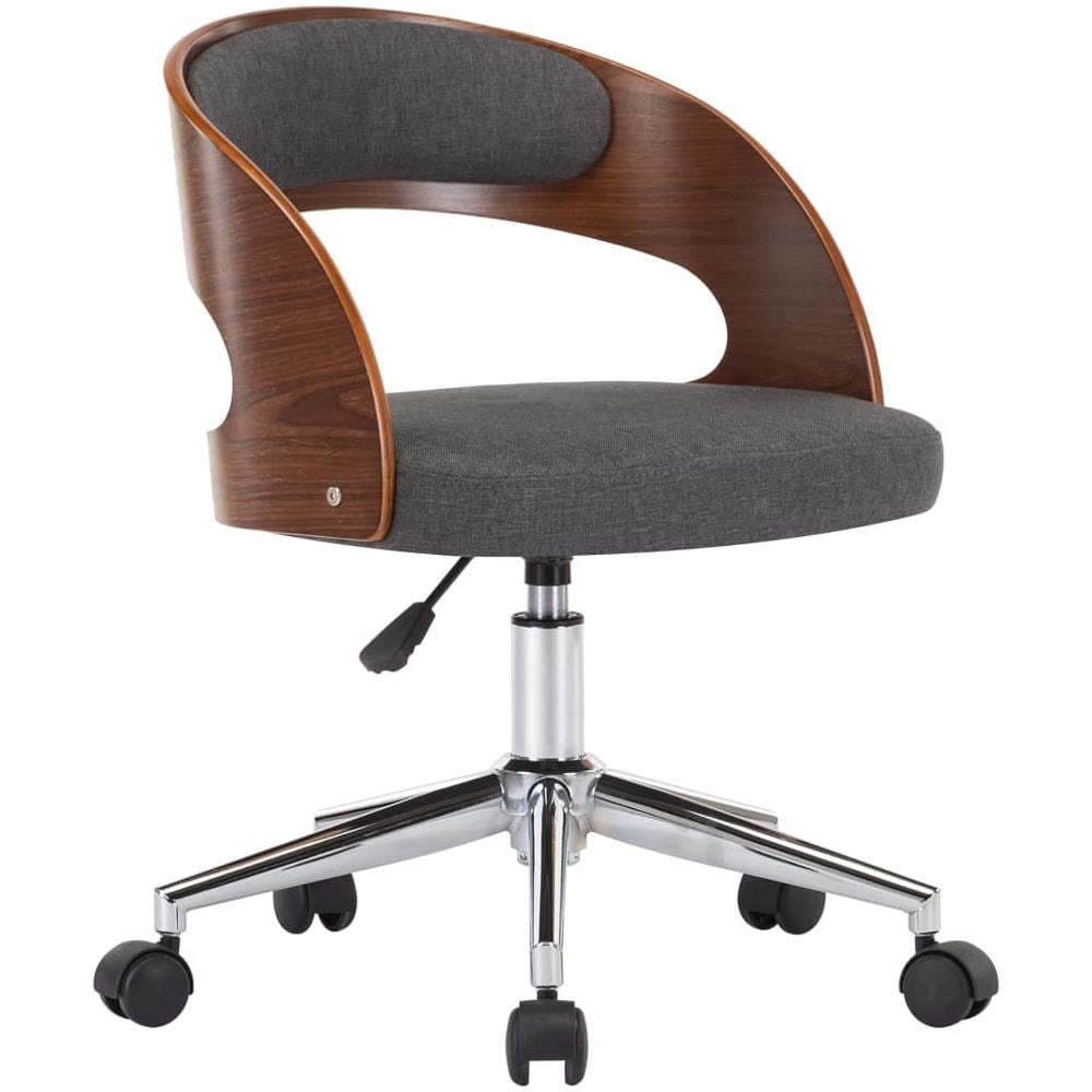 Sedia Da Pranzo Girevole Grigia Legno Ricurvo E Tessuto - Foto 2