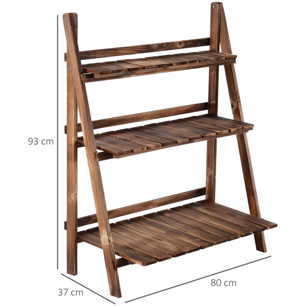 Scaffale Portapiante Pieghevole Portavasi In Legno Di Abete Con 3 Livelli Da Esterno 80x37x93cm - Foto 3