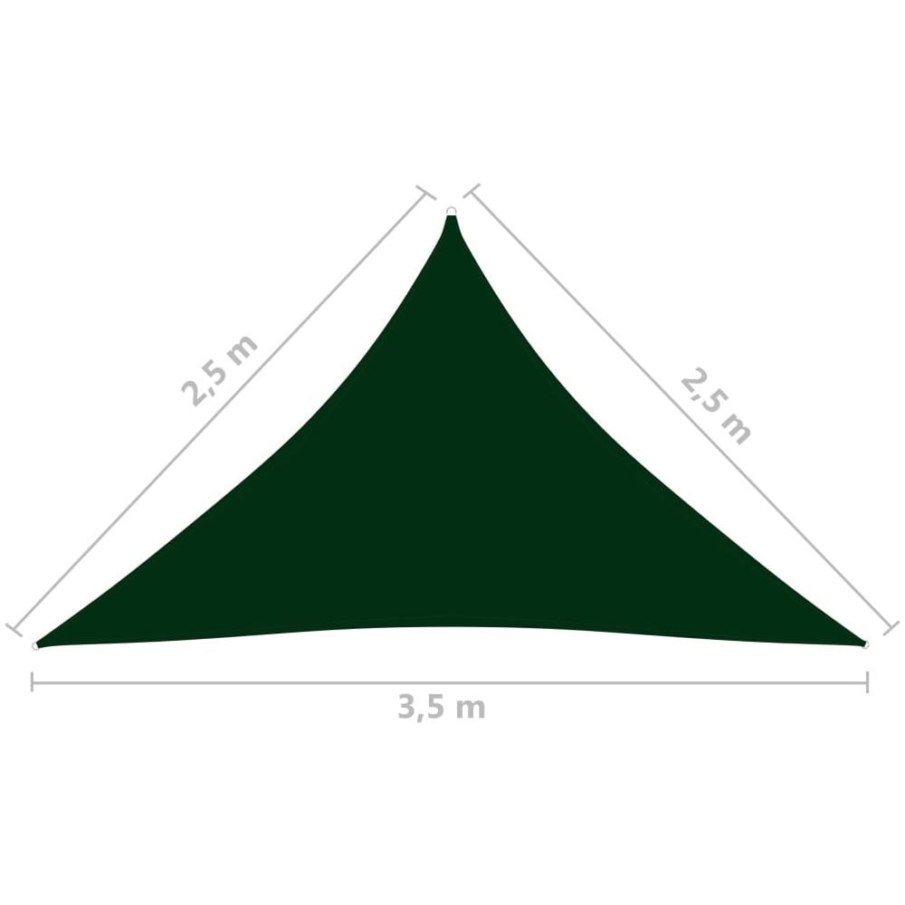 Parasole a Vela Oxford Triangolare 2,5x2,5x3,5 m Verde Scuro - Foto 6