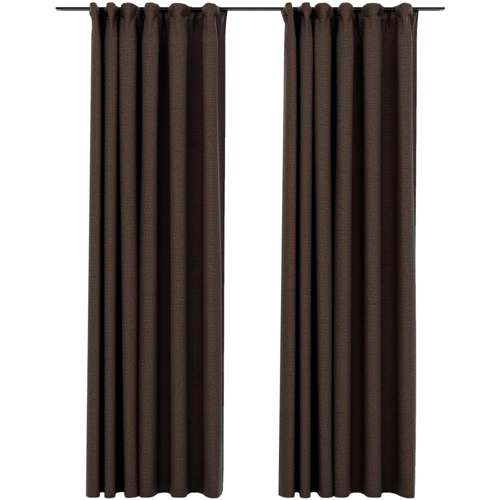 Tende Oscuranti con Ganci Effetto Lino 2 pz Talpa 140x245 cm - Foto 1