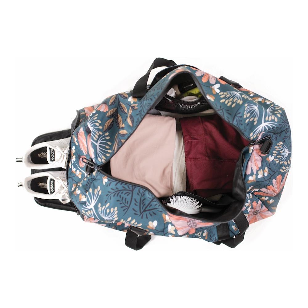 Weekender Bag - 56 Cm. / 52l - Borsa Da Viaggio / Borsa Sportiva / Da Ginnastica Con Tasca Per Scarpe (navy Floral)  - Foto 8