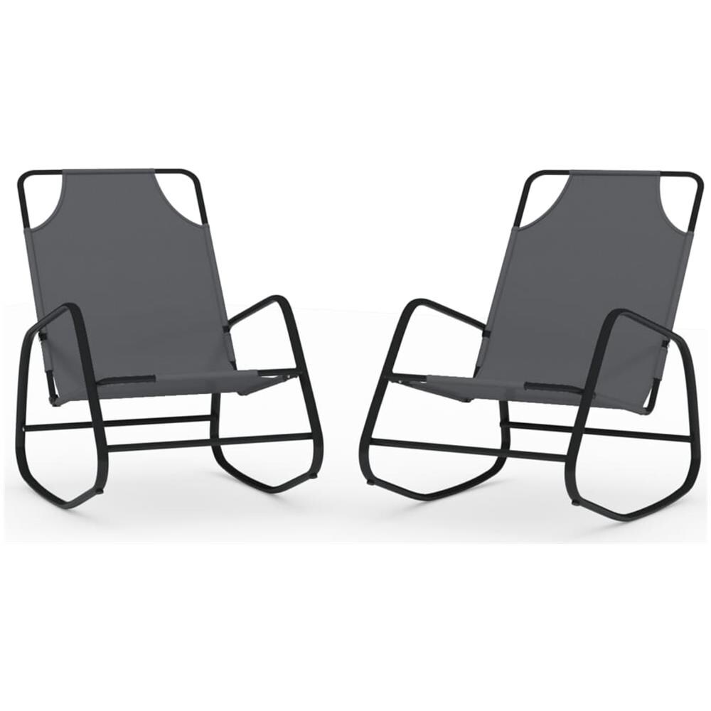 Lettini Prendisole A Dondolo 2 Pz In Acciaio E Textilene Grigio - Foto 2