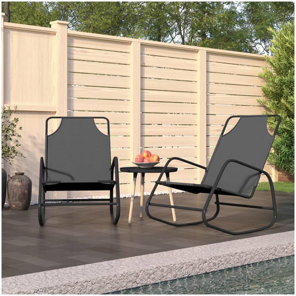 Lettini Prendisole A Dondolo 2 Pz In Acciaio E Textilene Grigio - Foto 1