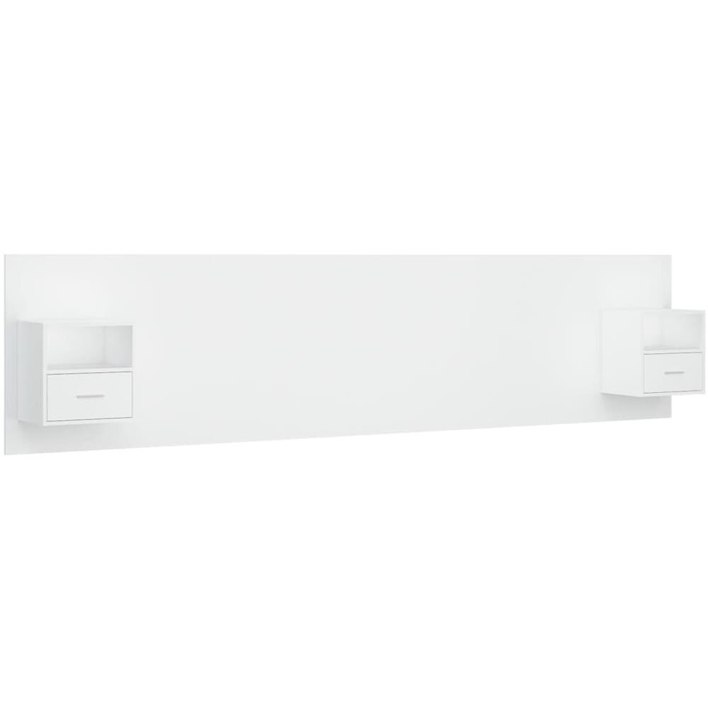 Testiera Per Letto Con Comodini In Legno Multistrato Bianco - Foto 2