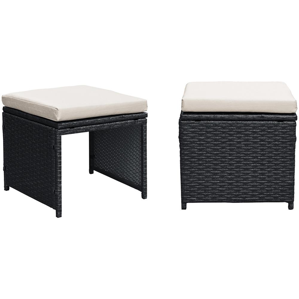 Salotto Da Giardino 10 Posti Resina Intrecciata Nera E Bianca Florida - Foto 2