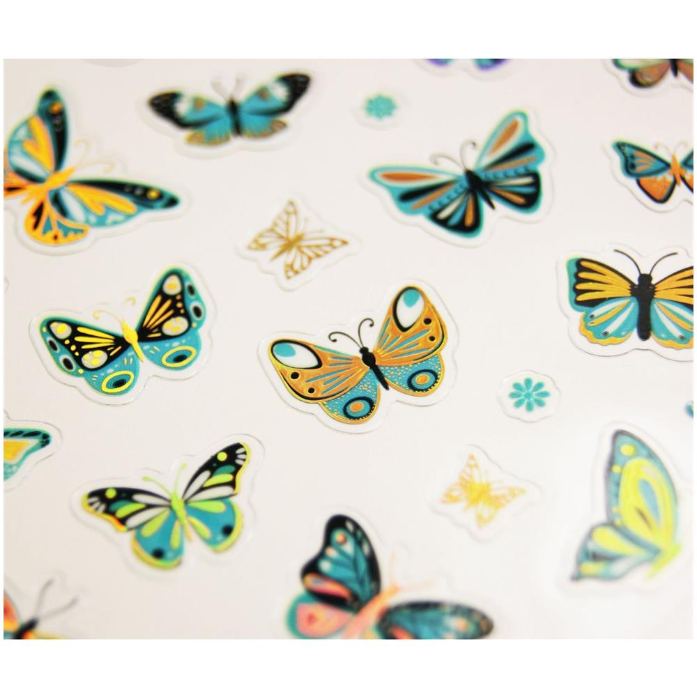 Adesivi - Farfalle - Blu E Oro - 1,8 Cm - Foto 1