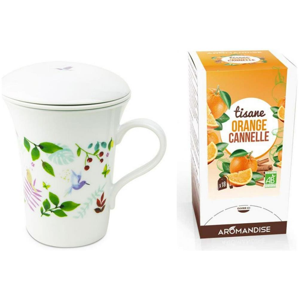 Tisaniera In Porcellana Fiorita 250ml + Tisana Biologica All'arancia E Cannella - Foto 1